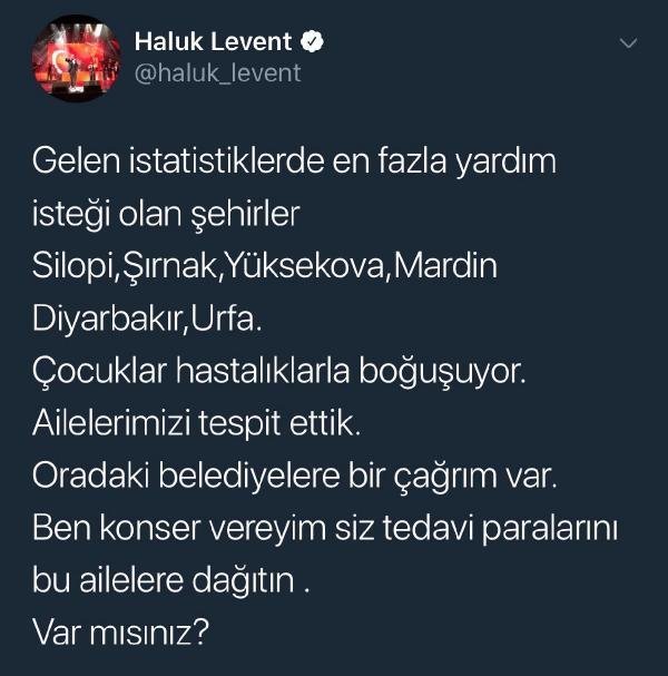 Haluk Levent'ten hasta çocuklar için anlamlı çağrı