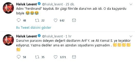 Denizde yüzerken bulunan danayı Haluk Levent satın aldı