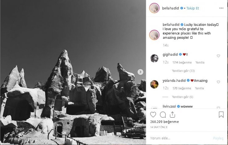 Türk güneşiyle aydınlatılmış Bella Hadid’e binlerce beğeni yağdı